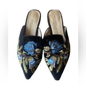 Floral Velvet Embroidered Mules